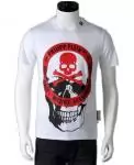 chaude t shirt philipp plein homme pas cher col rond de coton double larg skull